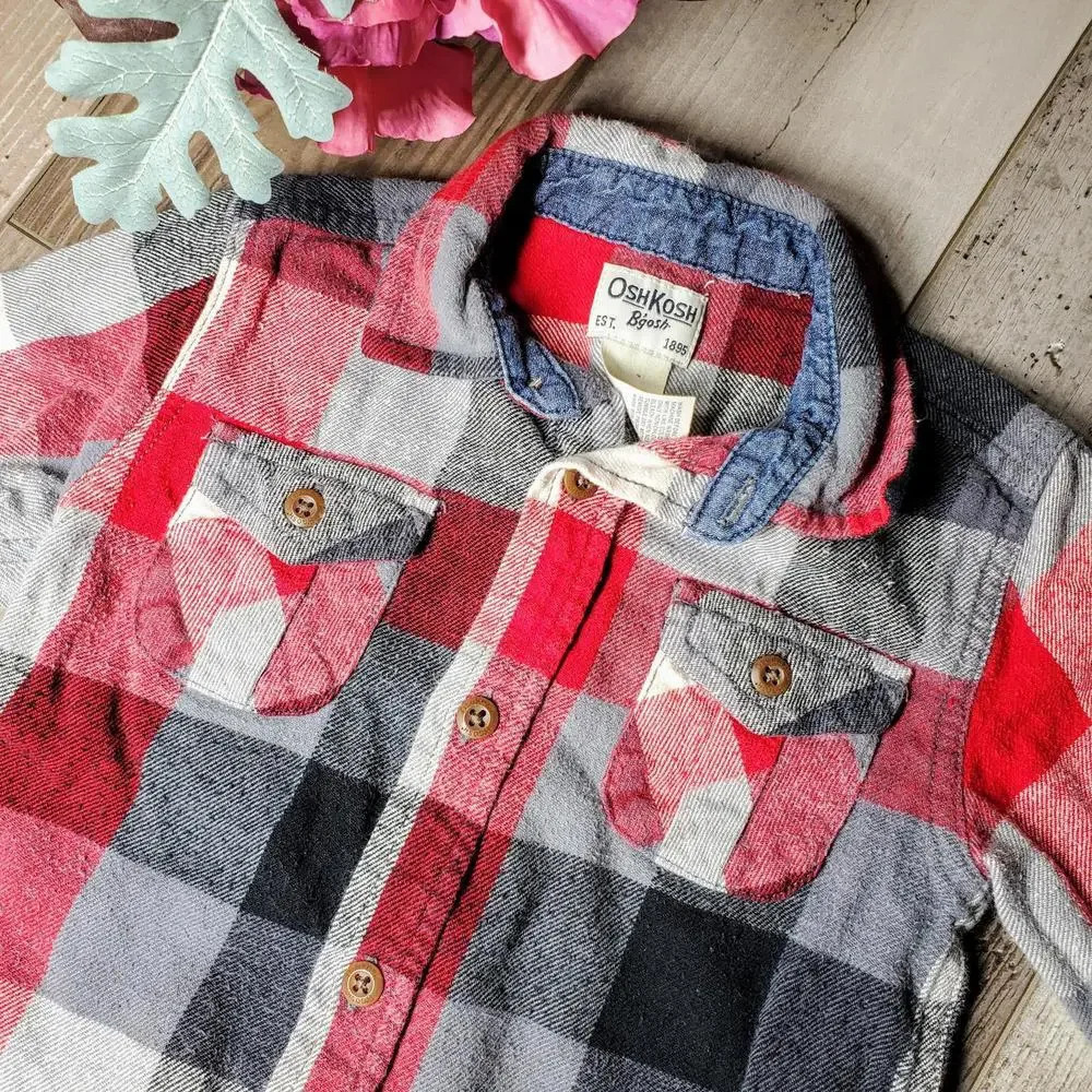 OshKosh B'gosh Baby Toddler Buttondown Flannel Size 24m - Picture 5 of 11